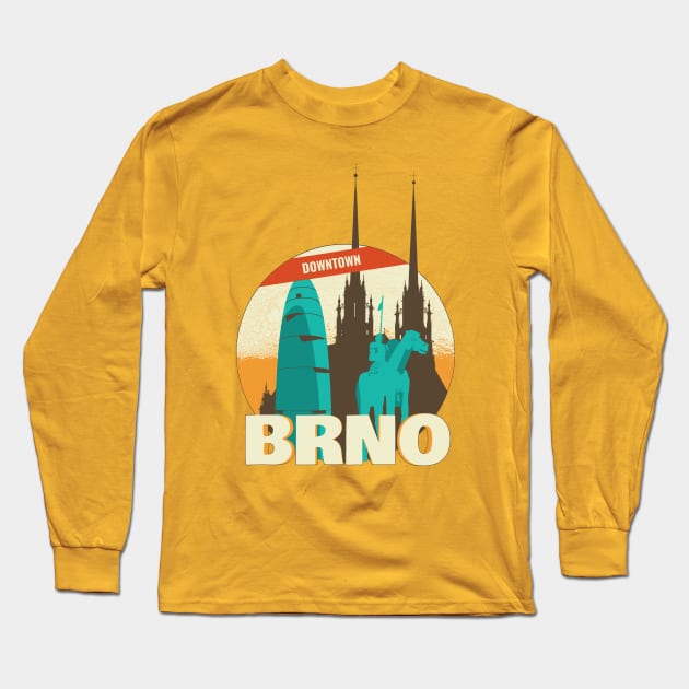 Brno Downtown Long Sleeve T-Shirt by Darío Lafuente